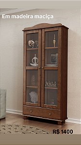 CRISTALEIRA VITRINE 2 PORTAS 1 GAVETA RUBI COR CAFE