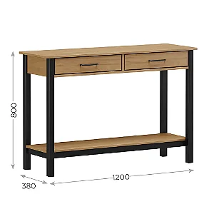 APARADOR 2 GAVETAS MADRI COR ROBLE/PRETO 120 X 80 X 38