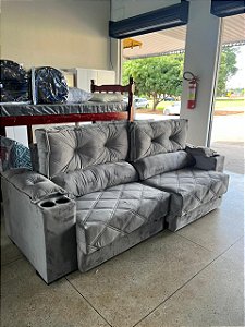 SOFÁ ITÁLIA  2 MD C/ 4 PORTA COPOS 2.60M - CINZA