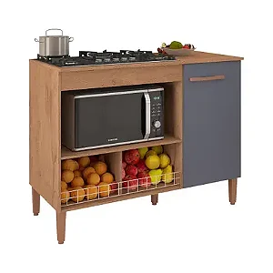 BALCÃO COOKTOP 5 BOCAS MADRI CANELATO RUST GRAFITE FOSCO