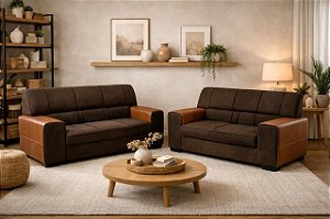 SOFÁ LYON 2 E 3 LUGARES 1.55 X 1.95 - MARROM / CARAMELO