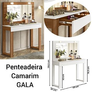 PENTEADEIRA CAMARIM GALA 1.35 X 1.10 X 0.36 - CINAMONO MEL / BRANCO FOSCO