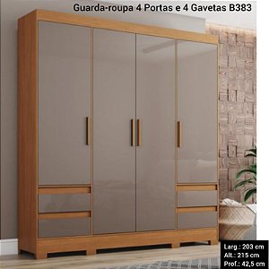 GUARDA ROUPA 4 PORTAS 4 GAVETAS - CINAMOMO/AVELÃ