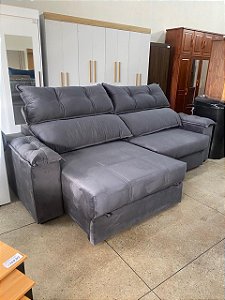 SOFÁ DUBAI 2 ASSENTOS  2.80 M - TECIDO VELUDO / CINZA