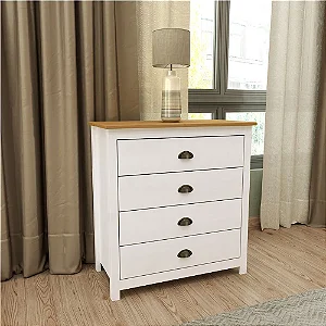CÔMODA 4 GAVETAS TOPAZIO COR BRANCO/FREIJO