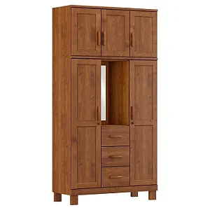 GUARDA ROUPA 5 PORTAS 3 GAVETAS CAPELINHA S/APLIQUE COBRE COR CASTANHO
