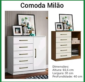 CÔMODA MILÂO 01 PTA 05 GAVETAS ATACAMA / OFF-WHITE