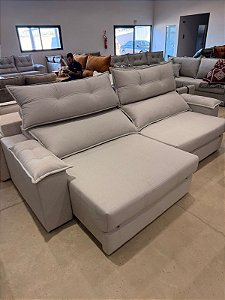 SOFÁ DUBAI 2 ASSENTOS 3 M - TECIDO VELUDO / CINZA CLARO