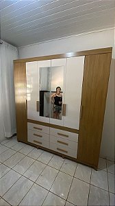 GUARDA ROUPA FRANÇA A 2.22 X 2.16 X 0.47 - NOGUEIRA / OFFE WHITE C / ESPELHO