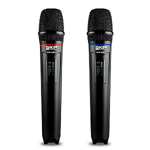 Microfone Duplo SKP Pro Audio UHF-300D Sem fio de Mão