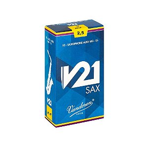 Kit com 10 Palhetas Vandoren V21 2,5 para Sax Alto