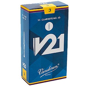 Kit com 10 Palhetas Vandoren V21 3 para Clarinete Eb