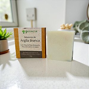Sabonete Clareador Argila Branca Rosa Mosqueta Manchas Acne Melasma Hidratante Vegano