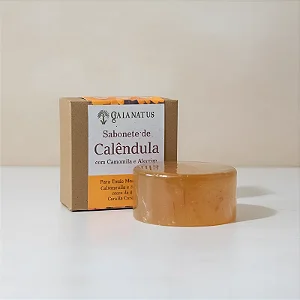 Sabonete de Calêndula, Camomila e Alecrim Natural – Cuidado Suave e Eficaz para Peles Sensíveis