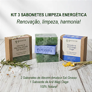 Kit 3 Sabonetes Limpeza Energética Natural Vegetal