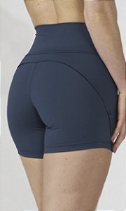 Shorts Fitness Pala Alta e Recorte Costas Poliamida Toque Gelado