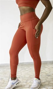 Calça Legging fitness feminina com bolsos Poliamida ultra premium UV50+