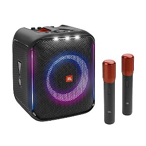 Caixa De Som JBL Bluetooth Partybox Encore, Show de Luzes, Com 2 Microfones Sem Fio, IPX4, 100W