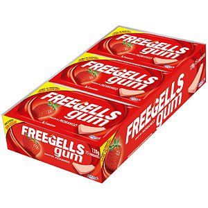 CHICLE FREEGELLS GUM MORANGO 12X15UN