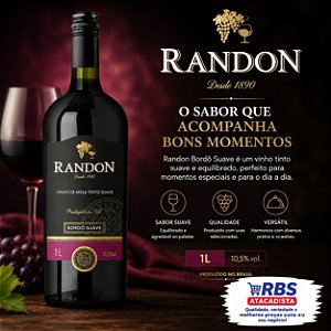 VINHO TINTO SUAVE BORDO 12X1000ML - RANDON VIDRO