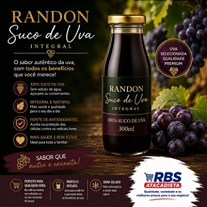 SUCO DE UVA INTEGRAL 12X300ML - RANDON VIDRO