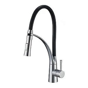 Torneira Cozinha Duplo Jato Monocomando Mangueira Preta