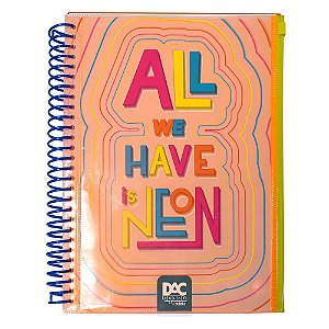 Caderno Universitário Laranja DAC Color Bubble 10 Matérias com Malote Zip