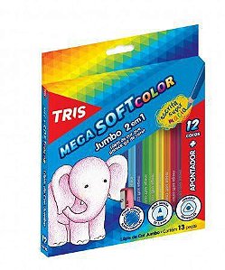 Lápis de Cor Tris Mega Soft Color Jumbo 012 Cores