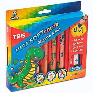 Lápis de Cor Tris Mega Soft Color Gigante 4 em 1