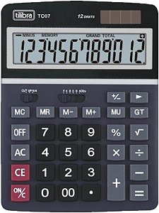 CALCULADORA DE MESA 12 DÍGITOS GRANDE TC07 PRETA