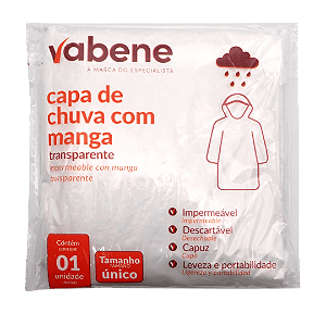 CAPA CHUVA MANGA LONGA 1 UN/PCT