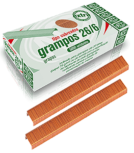 Grampo p/ Grampeador 26/6 cx c/ 5000unid Cobreado
