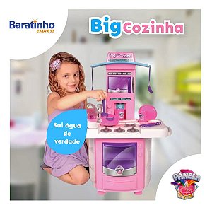 Cozinha Infantil Rosa Completa C/ Pia Fogão Forno E Sai Água