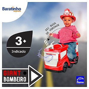 Caminhão Giant Bombeiro Infantil Lança Água Roma Brinquedos