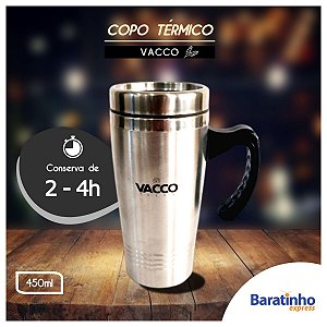 Caneca Térmica Copo Vacco Therm 450ml Com Tampa Inox Cerveja