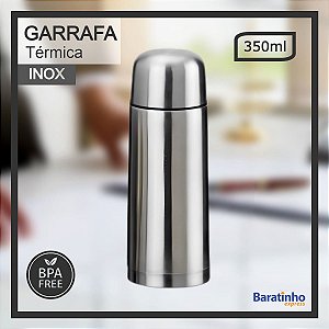 Garrafa térmica squeeze Inox 350ml Café Quente Água Fria