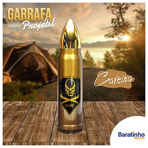 Garrafa Térmica De Água Bala Projétil 500ml Caveira Aço Inox