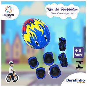 Kit Super Proteção Azul Infantil 7 Peças Patins Skate