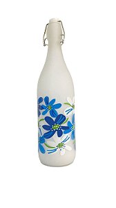 Garrafa De Água 1 Litro Hermética Estampa Flores Azuis