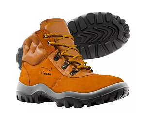 Bota Botina Nobuck Safetline Caramelo Bico Pvc