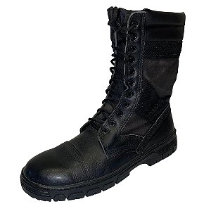 Coturno Militar Masculino Confortável Em Couro ziper