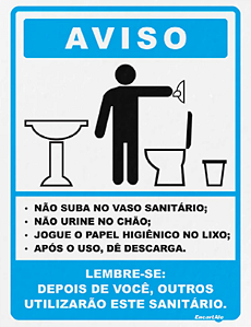 Placa Sinalização - Higiene Banheiro Masculino