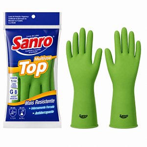 Kit 5 Pares Luva em Látex Reforçada Verde - SANRO