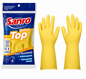 Kit 5 Pares Luva em Látex Reforçada Amarela - SANRO