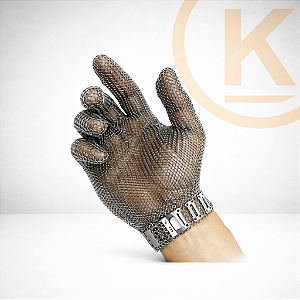Luva De Segurança Malha de Aço Inox Açougue Anti-Corte Com CA 51368 | Avulsa