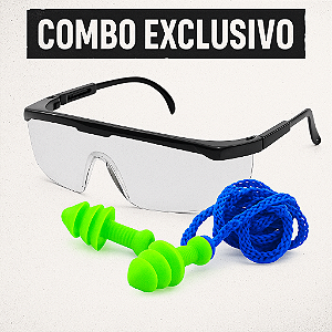 Kit de Proteção Individual Óculos de Segurança + Abafador de Ouvido Antirruído