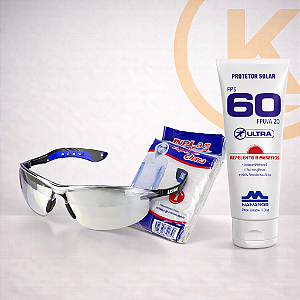 Kit Ciclista Oculos Espelhado + Capa de Chuva + Protetor Solar 60 com Repelente