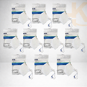 Kit 10 Máscaras Hospitalar PFF2 KN95 Branca | KSN 10.02 MH | ANVISA | CA 8357