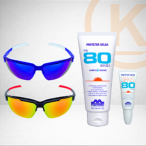 Kit Ciclista Óculos Kronos + Protetor Solar FPS 80 + Protetor Labial Grátis