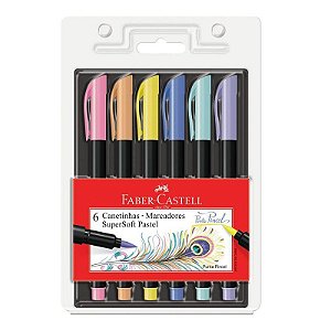 Hidrográfica Supersoft Brush Pastel c/6 cores - Faber Castell